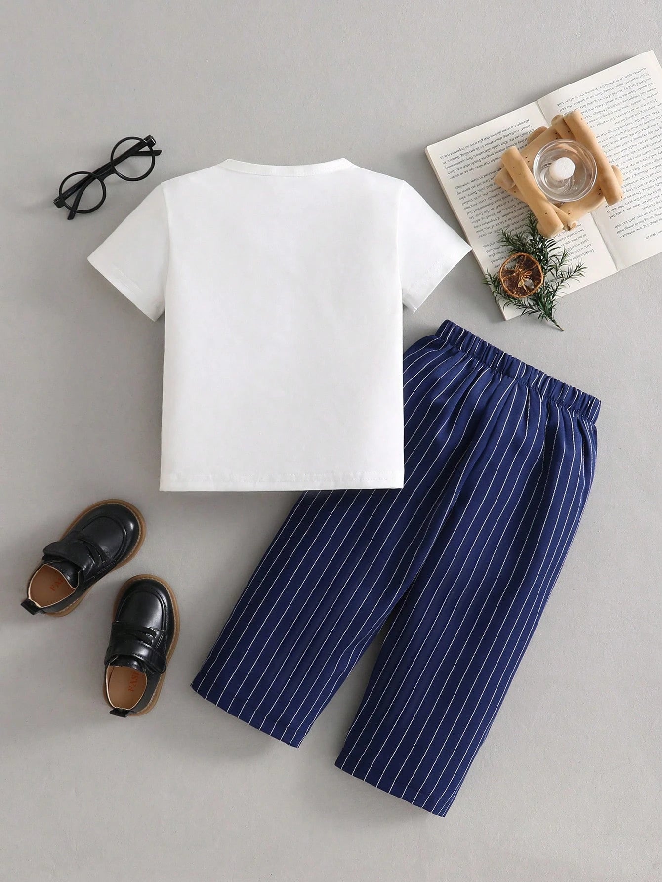 2pcs/Set Infant Baby Boys' Summer Thin Short Sleeve T-Shirt And Pants Set, Newborn Toddler Crew Neck 2 In 1 Outfit, Elastic Waist Trousers, Stylish British Casual Everyday Wear, 0-1-2-3 Years Old, 6-9