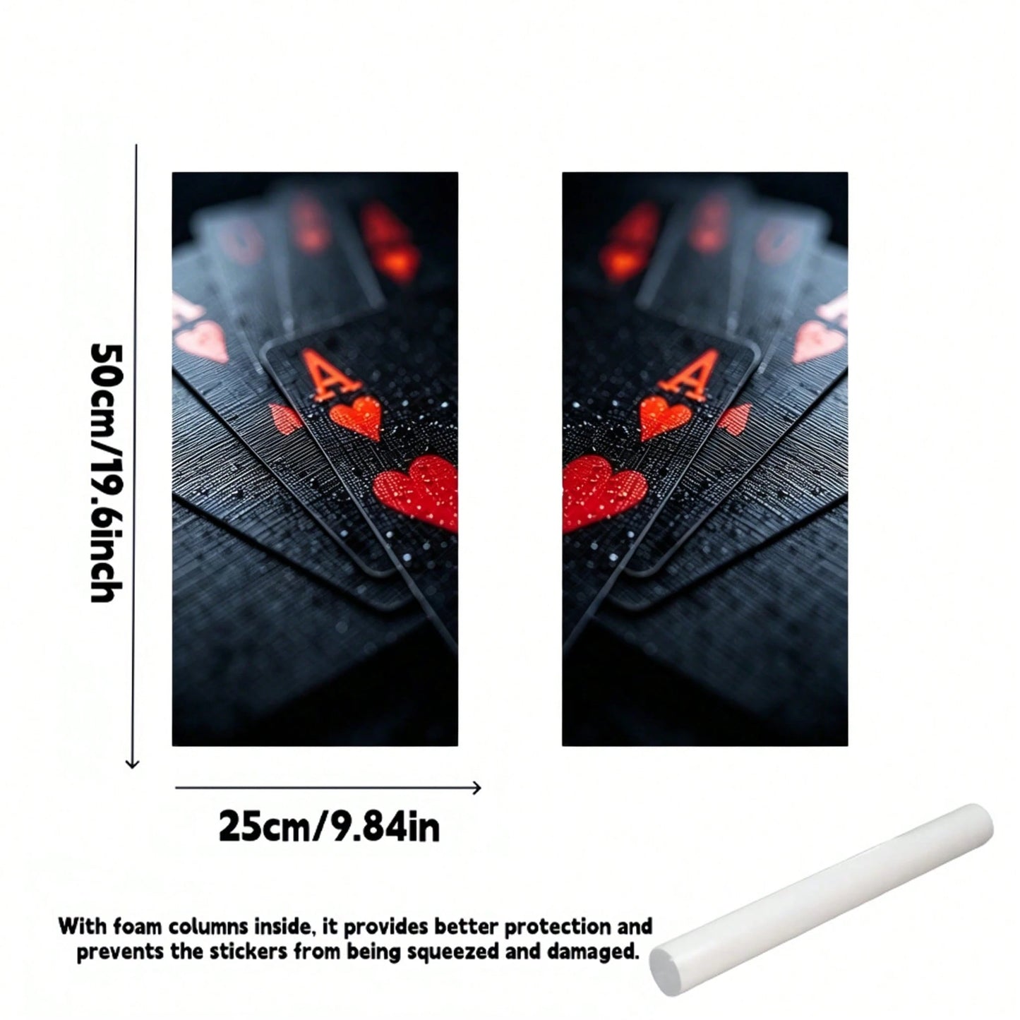 2Pcs/Set Red Ace Heart A Car B-Pillar Stickers, Lucky Break Bad Curse Design Vinyl Window Pillar Protective Film, Waterproof Scratch Resistant Car Decor Decals With Foam Column Packaging Protection, U