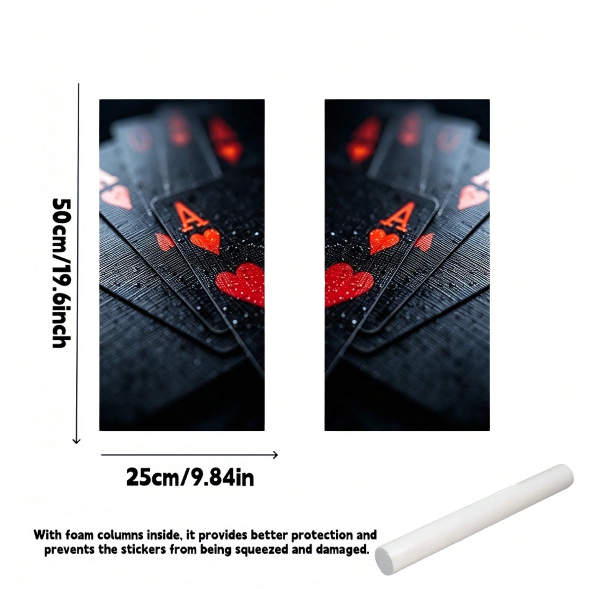 2Pcs/Set Red Ace Heart A Car B-Pillar Stickers, Lucky Break Bad Curse Design Vinyl Window Pillar Protective Film, Waterproof Scratch Resistant Car Decor Decals With Foam Column Packaging Protection, U