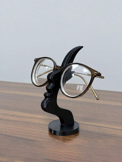 2pcs Side Profile Eyeglass Holder - Unique Curved Eyeglass Stand, Practical Minimalist Black Design, Durable Plastic Material, Perfect For Living Room, Bedroom, Office, Or As A Gift For Family And Fri
