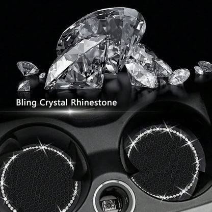 2pcs Sparkling Crystal Diamond Car Cup Holders, Universal Anti-Slip Cup Mat, Car Interior Accessories, Non-Slip Cup Coaster, Car Cup Holder, Car Cup Holder Accessories