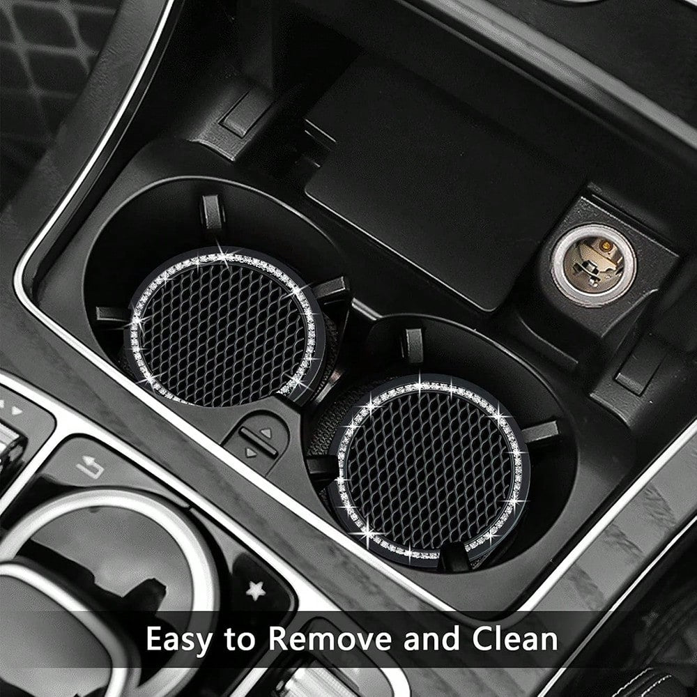 2pcs Sparkling Crystal Diamond Car Cup Holders, Universal Anti-Slip Cup Mat, Car Interior Accessories, Non-Slip Cup Coaster, Car Cup Holder, Car Cup Holder Accessories