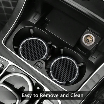2pcs Sparkling Crystal Diamond Car Cup Holders, Universal Anti-Slip Cup Mat, Car Interior Accessories, Non-Slip Cup Coaster, Car Cup Holder, Car Cup Holder Accessories