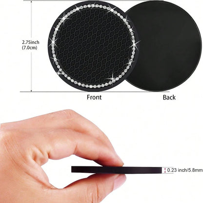 2pcs Sparkling Crystal Diamond Car Cup Holders, Universal Anti-Slip Cup Mat, Car Interior Accessories, Non-Slip Cup Coaster, Car Cup Holder, Car Cup Holder Accessories