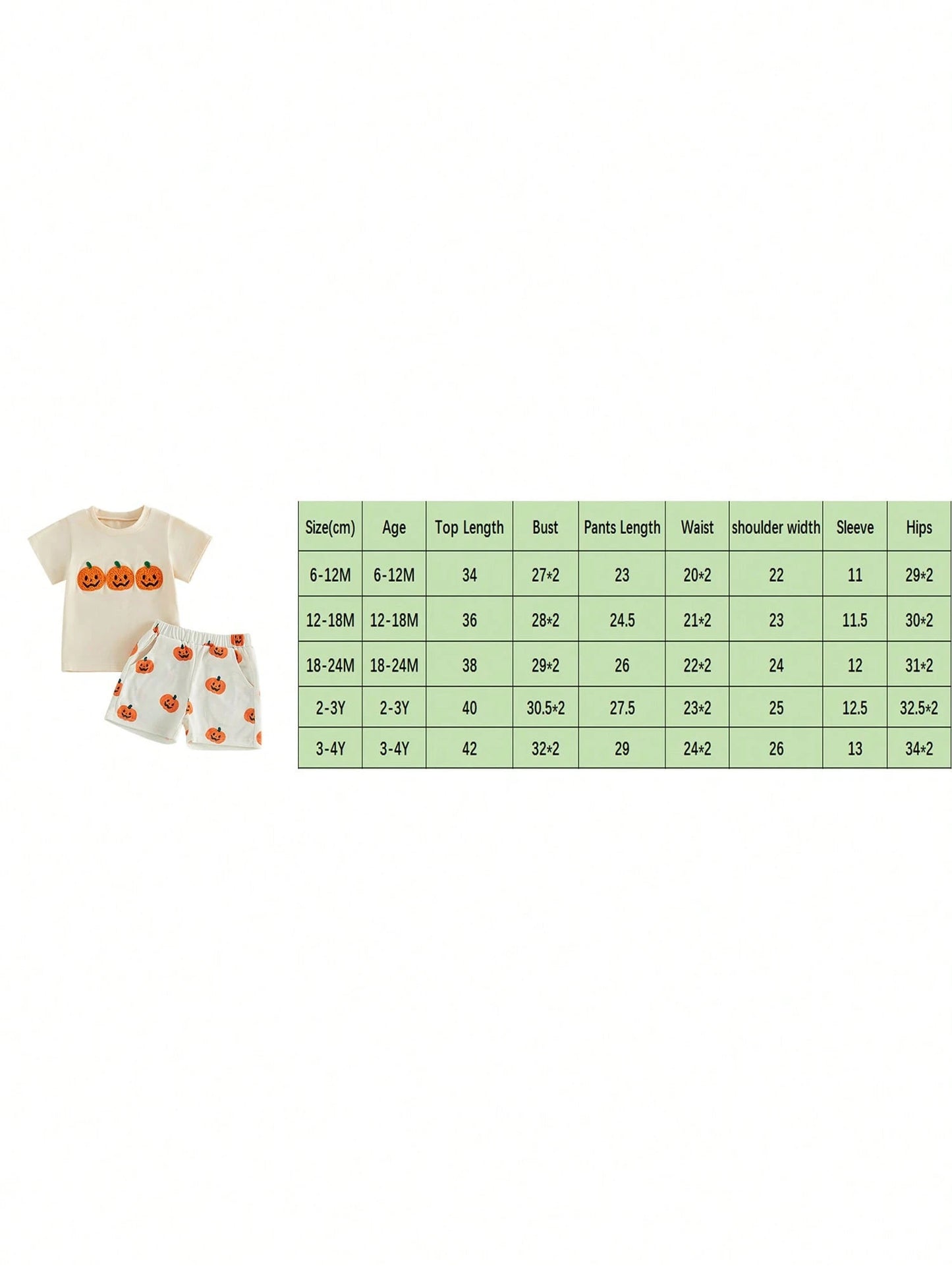 2pcs Toddler Baby Boy Girls Halloween Outfits Shorts Set Pumpkin Embroidery Short Sleeve Tops + Shorts 6M-4T Kids Casual Clothes