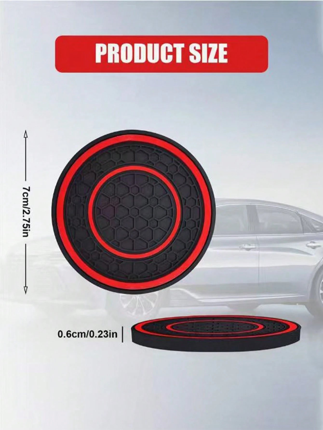 2pcs Universal Car Cup Holder Mats- 2.75 Inch PVC Silicone Dual Honeycomb Console Cup Holders, Non-Slip, Shock-Absorbing, Dust-Proof, Flexible, Easy To Clean- Fit Most Vehicles- Keep Your Car Inter