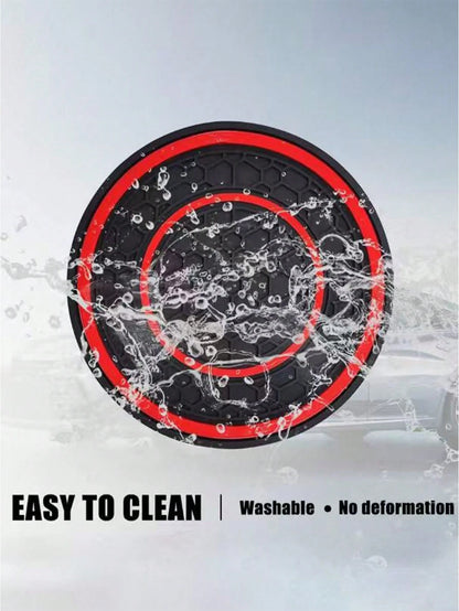 2pcs Universal Car Cup Holder Mats- 2.75 Inch PVC Silicone Dual Honeycomb Console Cup Holders, Non-Slip, Shock-Absorbing, Dust-Proof, Flexible, Easy To Clean- Fit Most Vehicles- Keep Your Car Inter