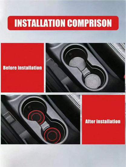 2pcs Universal Car Cup Holder Mats- 2.75 Inch PVC Silicone Dual Honeycomb Console Cup Holders, Non-Slip, Shock-Absorbing, Dust-Proof, Flexible, Easy To Clean- Fit Most Vehicles- Keep Your Car Inter