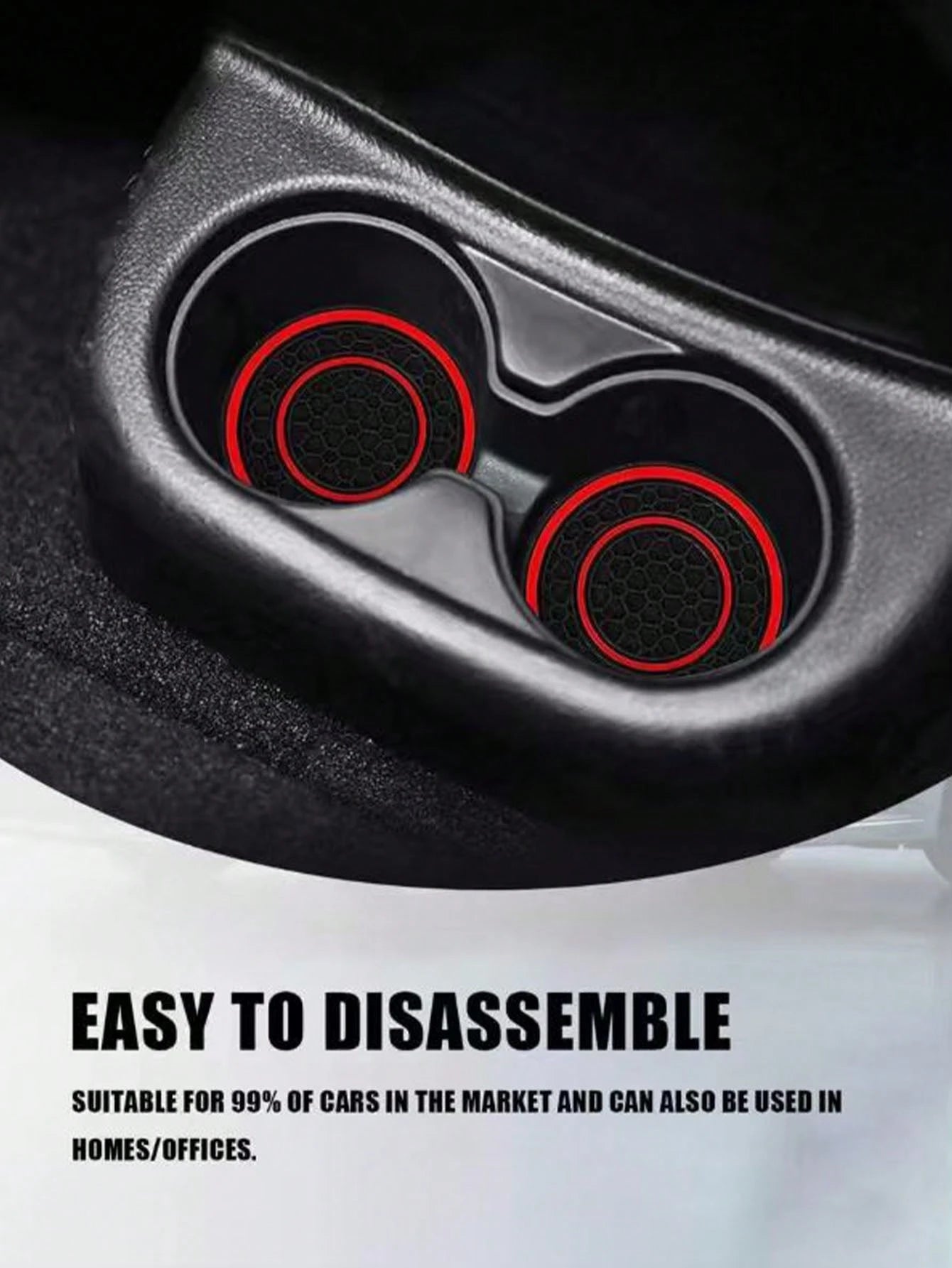 2pcs Universal Car Cup Holder Mats- 2.75 Inch PVC Silicone Dual Honeycomb Console Cup Holders, Non-Slip, Shock-Absorbing, Dust-Proof, Flexible, Easy To Clean- Fit Most Vehicles- Keep Your Car Inter