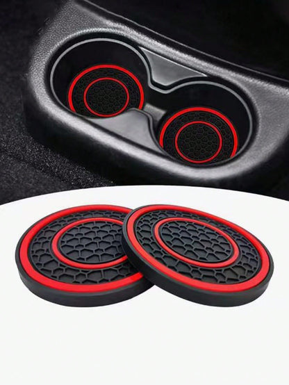 2pcs Universal Car Cup Holder Mats- 2.75 Inch PVC Silicone Dual Honeycomb Console Cup Holders, Non-Slip, Shock-Absorbing, Dust-Proof, Flexible, Easy To Clean- Fit Most Vehicles- Keep Your Car Inter