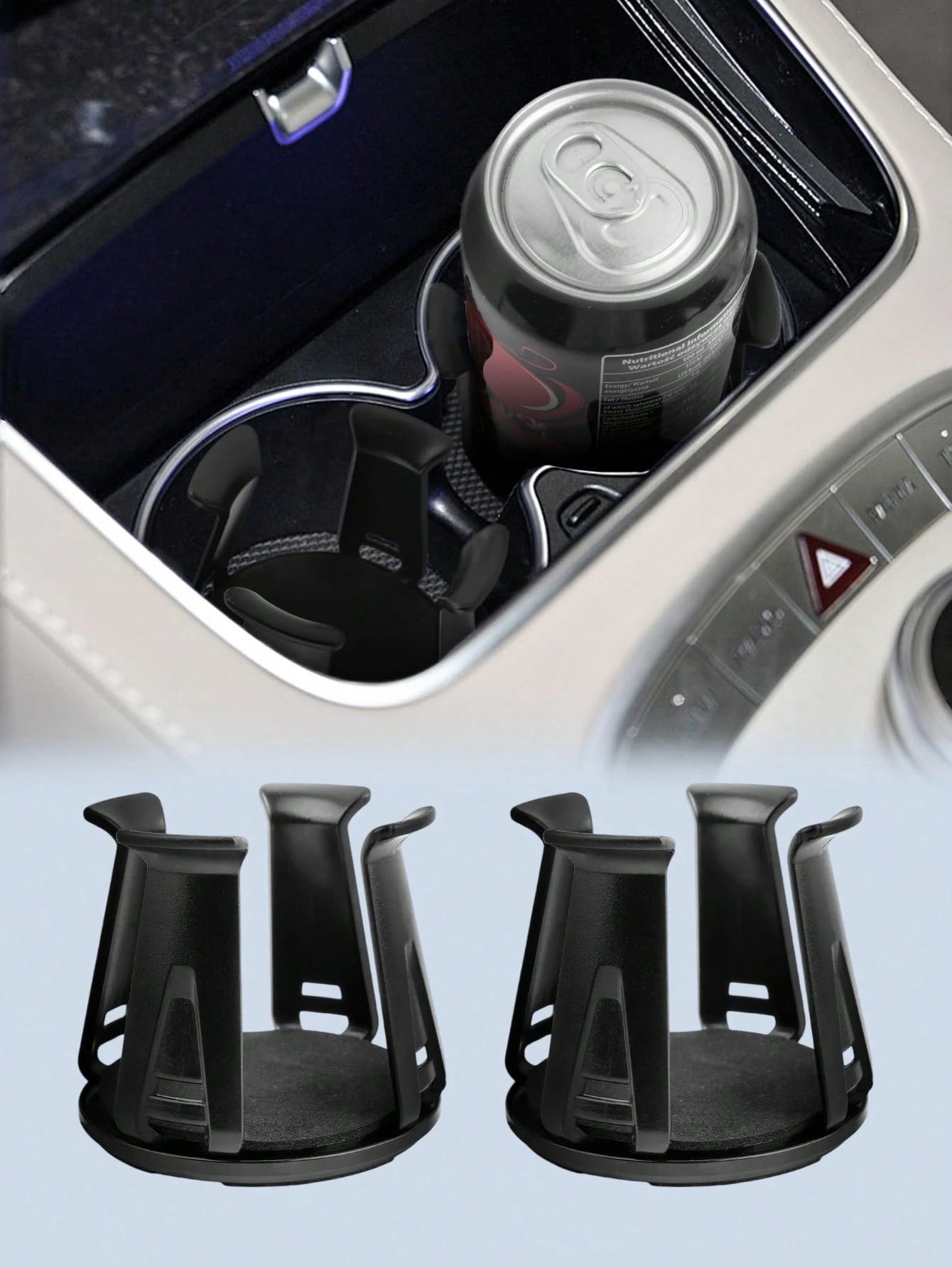 2pcs Universal Car Cup Holder Pad- Self-Adhesive Adjustable Cup Mat, Fits 50-70mm Cups, Coffee, Tea, Soda, Water Bottles, Ashtrays And Aromatherapy, Non-Slip PC Material With Foam Base, Fits All Car