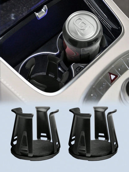 2pcs Universal Car Cup Holder Pad- Self-Adhesive Adjustable Cup Mat, Fits 50-70mm Cups, Coffee, Tea, Soda, Water Bottles, Ashtrays And Aromatherapy, Non-Slip PC Material With Foam Base, Fits All Car
