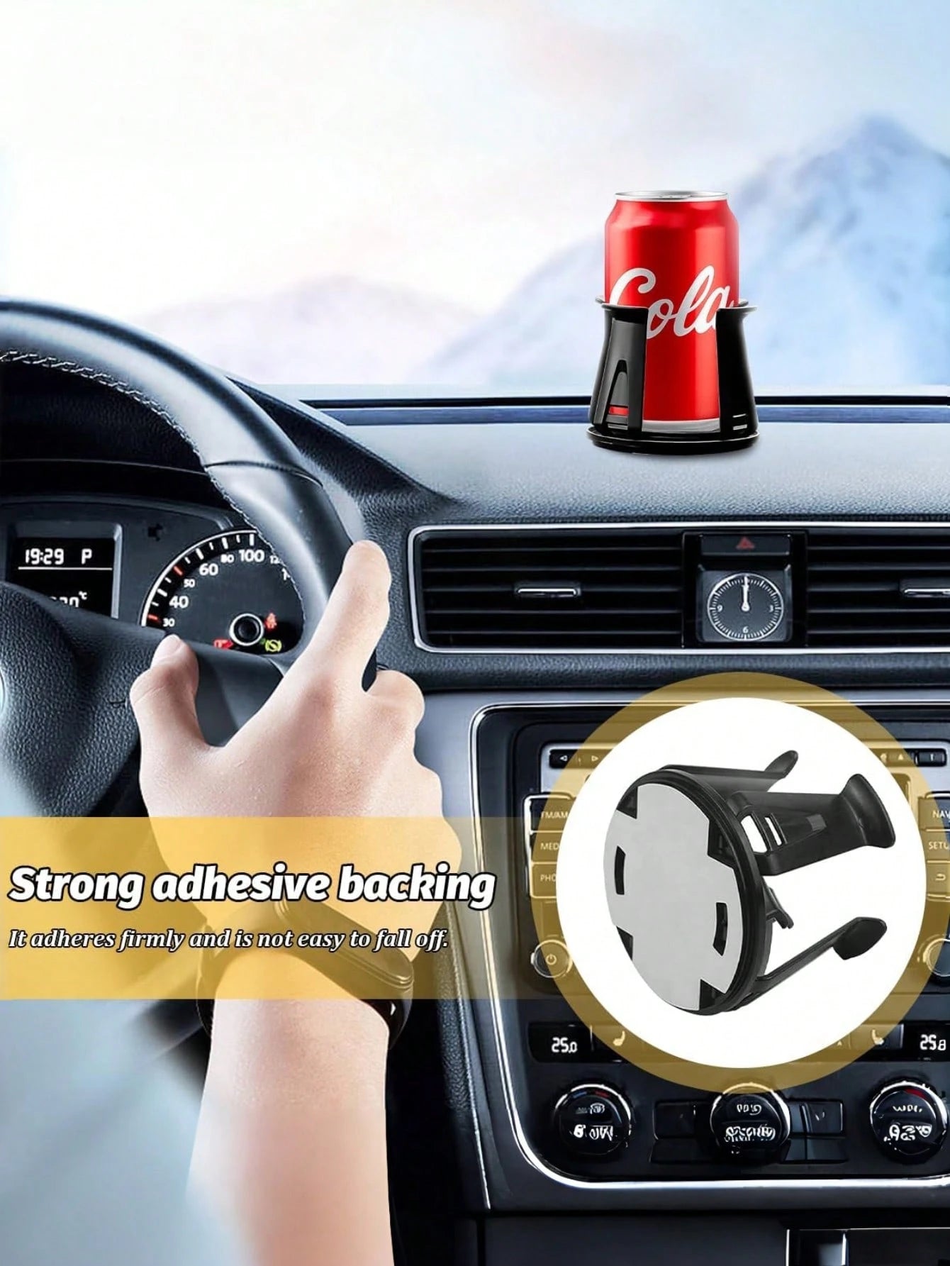 2pcs Universal Car Cup Holder Pad- Self-Adhesive Adjustable Cup Mat, Fits 50-70mm Cups, Coffee, Tea, Soda, Water Bottles, Ashtrays And Aromatherapy, Non-Slip PC Material With Foam Base, Fits All Car