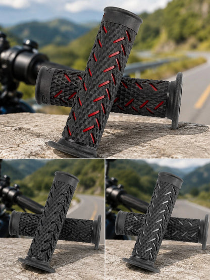 2pcs Universal Motorcycle Handlebar Grips, Anti-Slip Textured Rubber Handle, Soft Shock-Absorbing Twist Throttle Grip Replacement, Suitable For Dirt Bike, Scooter, ATV, Motocross, Motorcycle Accessori