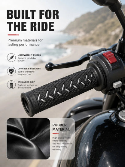 2pcs Universal Motorcycle Handlebar Grips, Anti-Slip Textured Rubber Handle, Soft Shock-Absorbing Twist Throttle Grip Replacement, Suitable For Dirt Bike, Scooter, ATV, Motocross, Motorcycle Accessori