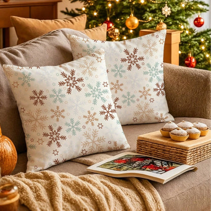 2pcs Winter Snowflake Christmas Pillow Covers, Christmas Atmosphere Sofa Decorative Cushion Covers, Perfect For Christmas Home Party, Holiday Gathering Decor, Home Decoration Cushion Covers, Single-Si