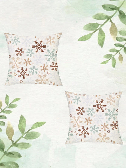 2pcs Winter Snowflake Christmas Pillow Covers, Christmas Atmosphere Sofa Decorative Cushion Covers, Perfect For Christmas Home Party, Holiday Gathering Decor, Home Decoration Cushion Covers, Single-Si