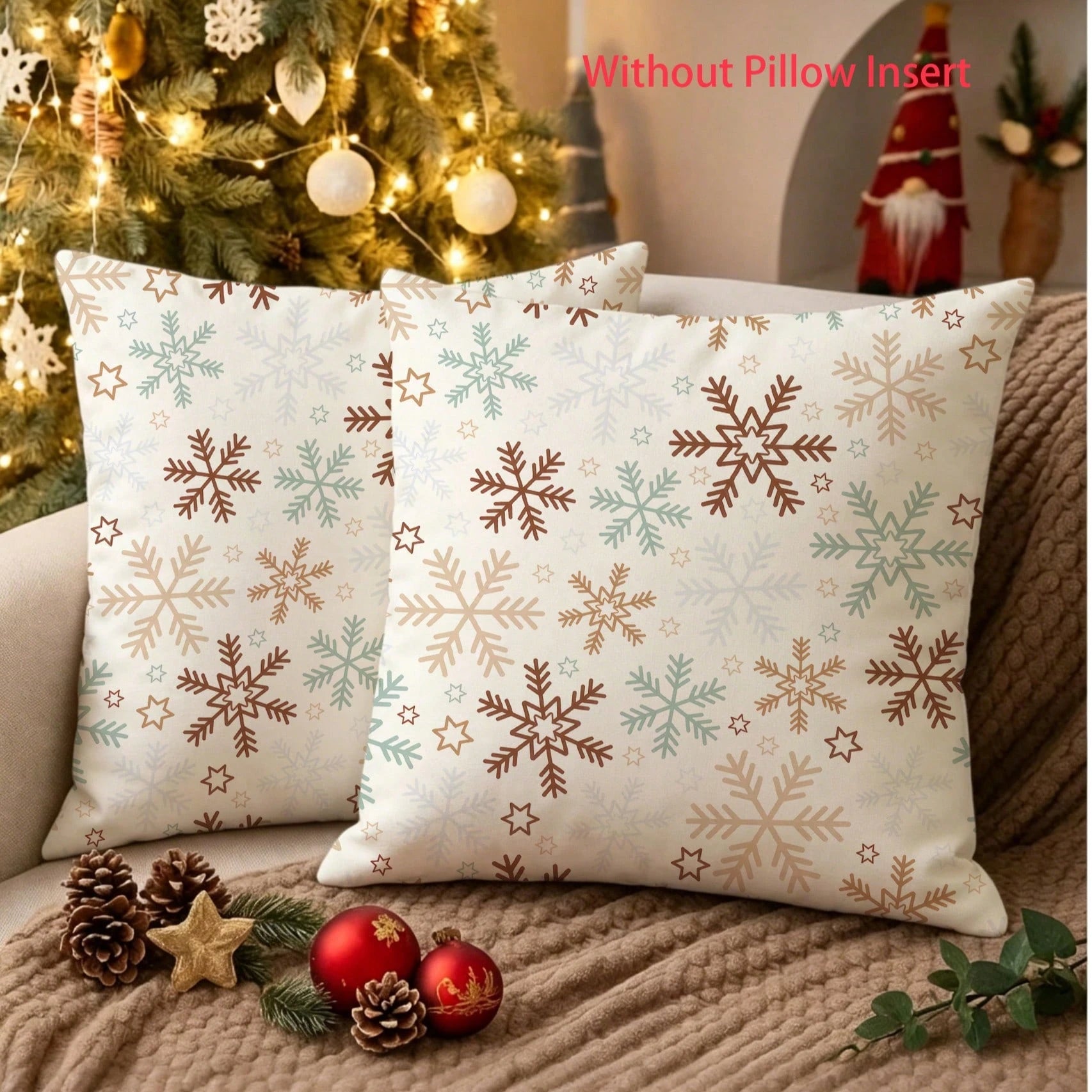 2pcs Winter Snowflake Christmas Pillow Covers, Christmas Atmosphere Sofa Decorative Cushion Covers, Perfect For Christmas Home Party, Holiday Gathering Decor, Home Decoration Cushion Covers, Single-Si