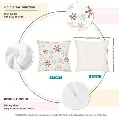 2pcs Winter Snowflake Christmas Pillow Covers, Christmas Atmosphere Sofa Decorative Cushion Covers, Perfect For Christmas Home Party, Holiday Gathering Decor, Home Decoration Cushion Covers, Single-Si