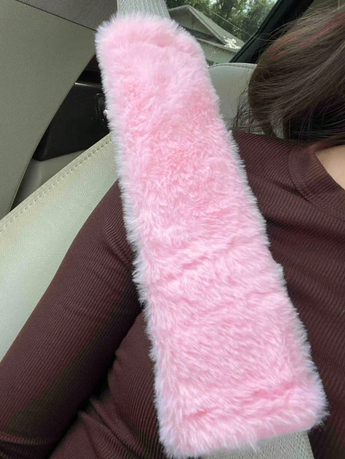 2pcs Winter Warm Short Plush Shoulder Protection, Warm And Anti Strangulation Seat Belt Protective Cover,Car Accessories Women