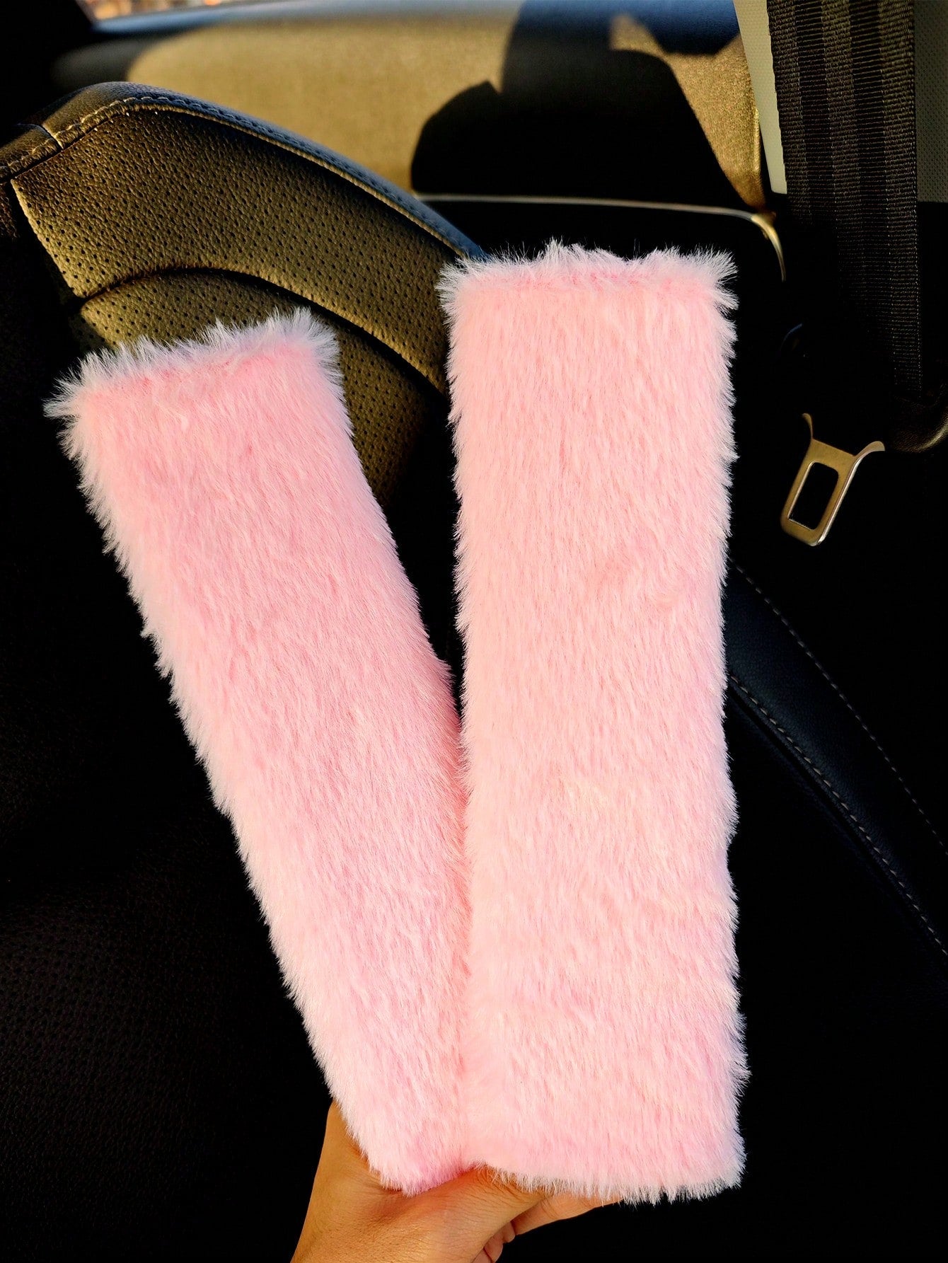 2pcs Winter Warm Short Plush Shoulder Protection, Warm And Anti Strangulation Seat Belt Protective Cover,Car Accessories Women