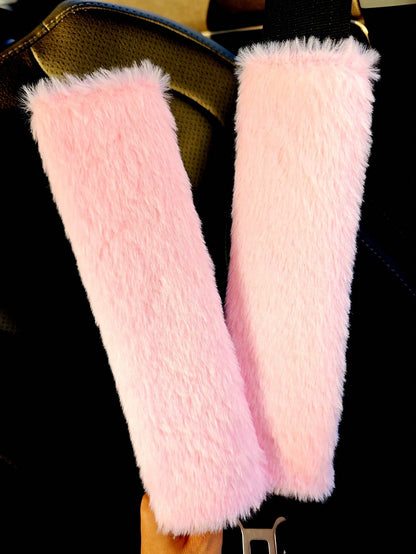2pcs Winter Warm Short Plush Shoulder Protection, Warm And Anti Strangulation Seat Belt Protective Cover,Car Accessories Women