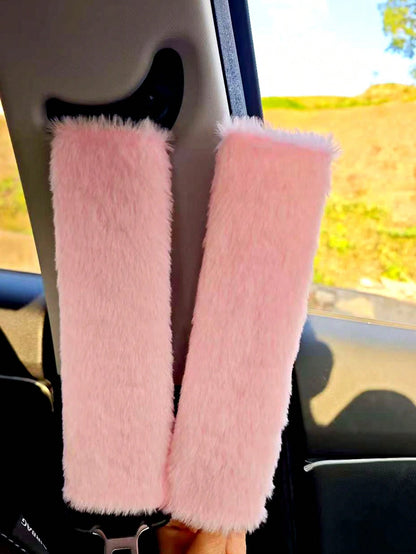 2pcs Winter Warm Short Plush Shoulder Protection, Warm And Anti Strangulation Seat Belt Protective Cover,Car Accessories Women