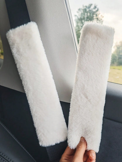2pcs Winter Warm Short Plush Shoulder Protection, Warm And Anti Strangulation Seat Belt Protective Cover,Car Accessories Women