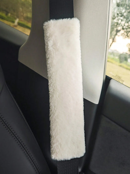2pcs Winter Warm Short Plush Shoulder Protection, Warm And Anti Strangulation Seat Belt Protective Cover,Car Accessories Women