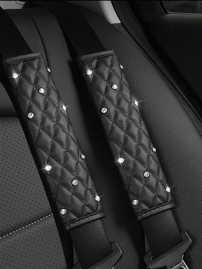 2pcsCar Diamond Seat Belt Shoulder Protector,Car Accessories Women