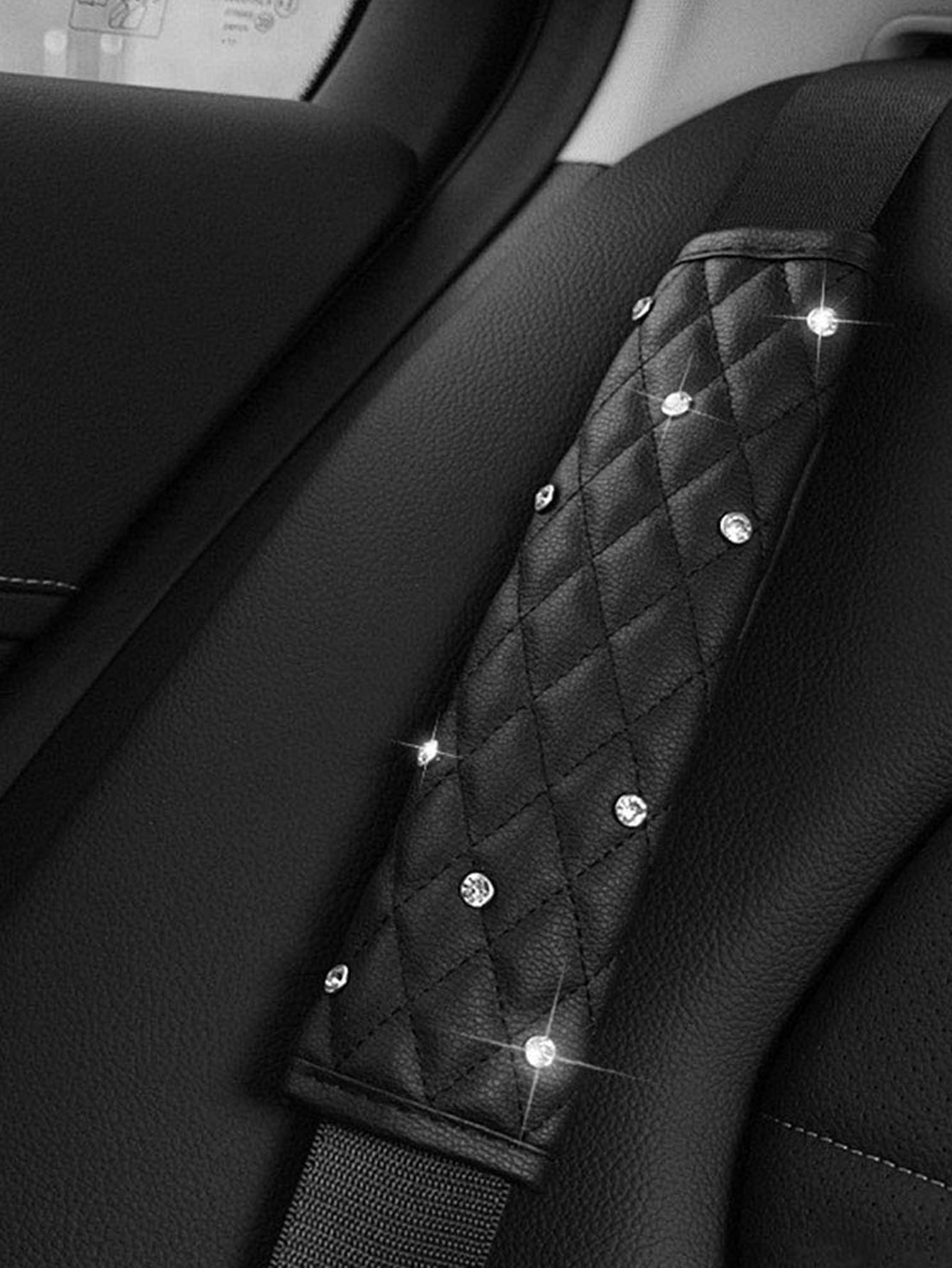 2pcsCar Diamond Seat Belt Shoulder Protector,Car Accessories Women