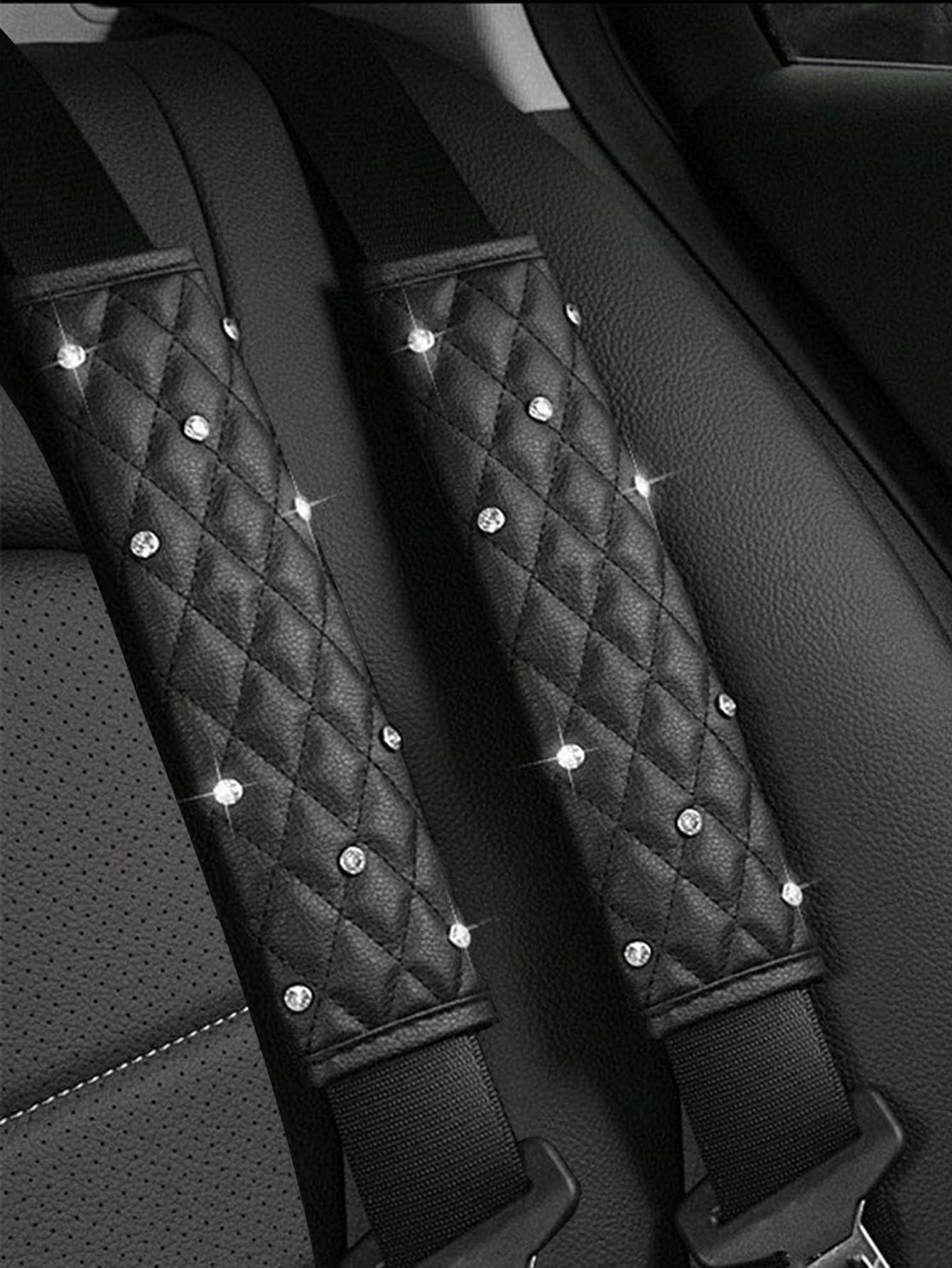 2pcsCar Diamond Seat Belt Shoulder Protector,Car Accessories Women