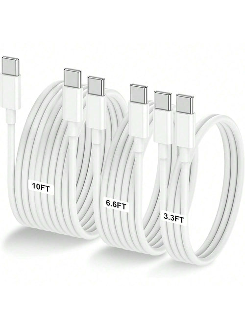 3.3ft/6.6ft/10ft USB-C To USB-C Charging Cable, USB-C Fast Charging Data Cable, USB-C Power Cord Compatible With IPhone 17 16 15 Pro Plus Pro Max, Galaxy S26 S25 S24 S23 S22, Pro/Air And More