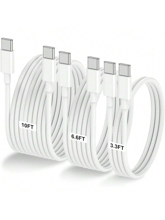 3.3ft/6.6ft/10ft USB-C To USB-C Charging Cable, USB-C Fast Charging Data Cable, USB-C Power Cord Compatible With IPhone 17 16 15 Pro Plus Pro Max, Galaxy S26 S25 S24 S23 S22, Pro/Air And More