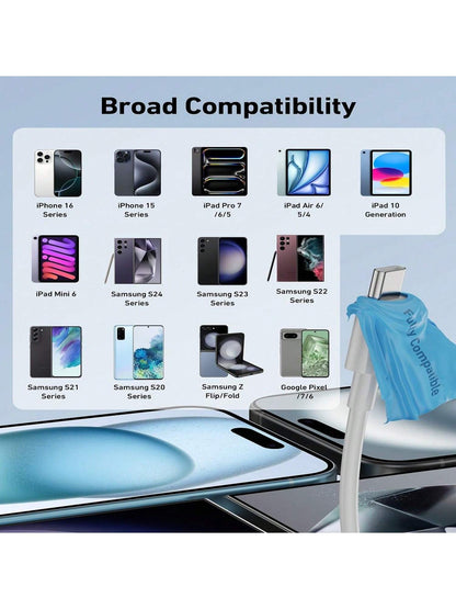 3.3ft/6.6ft/10ft USB-C To USB-C Charging Cable, USB-C Fast Charging Data Cable, USB-C Power Cord Compatible With IPhone 17 16 15 Pro Plus Pro Max, Galaxy S26 S25 S24 S23 S22, Pro/Air And More