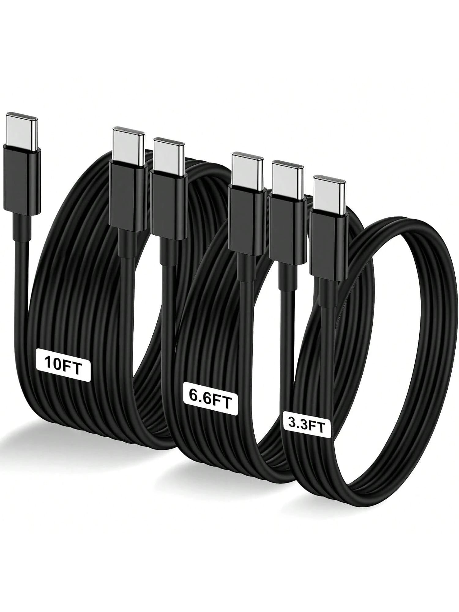 3.3ft/6.6ft/10ft USB-C To USB-C Charging Cable, USB-C Fast Charging Data Cable, USB-C Power Cord Compatible With IPhone 17 16 15 Pro Plus Pro Max, Galaxy S26 S25 S24 S23 S22, Pro/Air And More