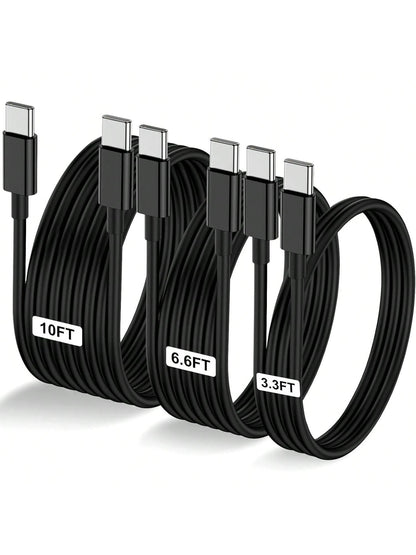 3.3ft/6.6ft/10ft USB-C To USB-C Charging Cable, USB-C Fast Charging Data Cable, USB-C Power Cord Compatible With IPhone 17 16 15 Pro Plus Pro Max, Galaxy S26 S25 S24 S23 S22, Pro/Air And More