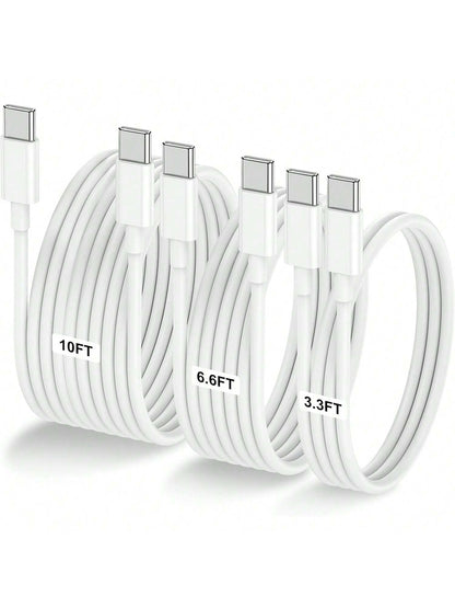 3.3ft/6.6ft/10ft USB-C To USB-C Charging Cable, USB-C Fast Charging Data Cable, USB-C Power Cord Compatible With IPhone 17 16 15 Pro Plus Pro Max, Galaxy S26 S25 S24 S23 S22, Pro/Air And More