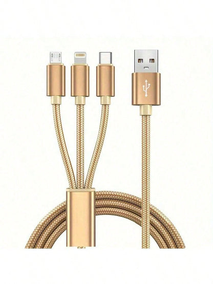 3-In-1 100W 5A Fast Charging USB To Type-C Micro Fast Charging Cable Compatible With IPhone 14 13, 3-In-1 100W Fast Charging Cable Smart Super Fast Charging Supports Multi-Port Charging USB Visualized