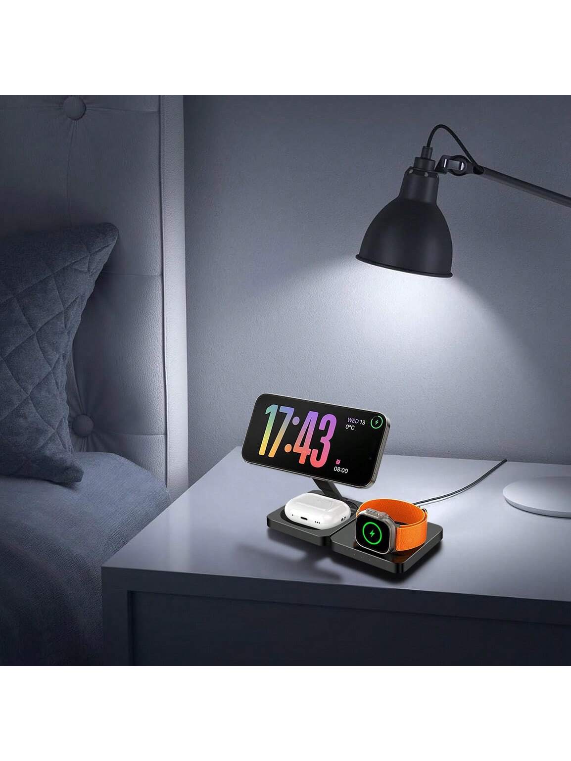 3 In 1 Charging Station, 15W Foldable Magnetic Wireless Charger, Travel Charging Pad Compatible With IPhone 17 16 15 14 13 Pro Max Plus Compatible With Apple Watch Compatible With AirPods