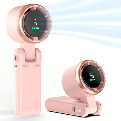3-In-1 Foldable Handheld Fan 3600mAh Rechargeable Portable Neck Desk Fan LED Display 5-Speed Cooling Travel Makeup Summer Essential