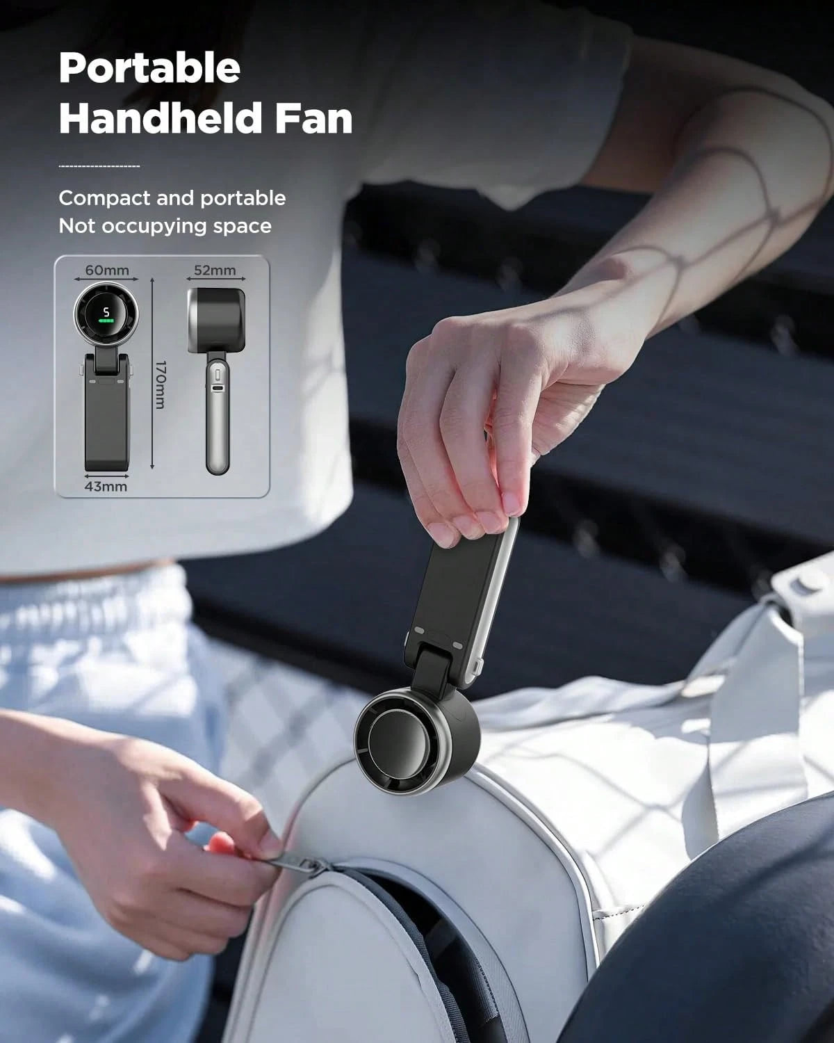 3-In-1 Foldable Handheld Fan 3600mAh Rechargeable Portable Neck Desk Fan LED Display 5-Speed Cooling Travel Makeup Summer Essential