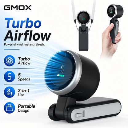 3-In-1 Foldable Handheld Fan 3600mAh Rechargeable Portable Neck Desk Fan LED Display 5-Speed Cooling Travel Makeup Summer Essential