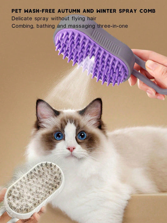3-In-1 USB Rechargeable Pet Grooming Brush, Electric Waterproof Cat Hair Remover
