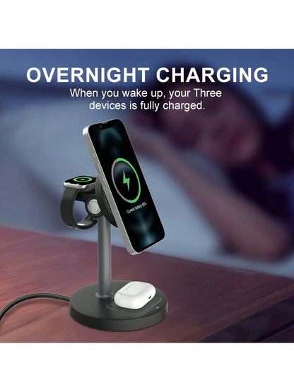 3 In 1 Wireless Charging Station, Fast Charging For IPhone 16 15 14 13 12 Pro Pro Max For I-Watch 3-10 SE Ultra, For AirPods 4 3 2 Pro Wireless Charger Wireless Charger Stand With Phone And Watch Comp