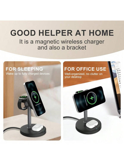 3 In 1 Wireless Charging Station, Fast Charging For IPhone 16 15 14 13 12 Pro Pro Max For I-Watch 3-10 SE Ultra, For AirPods 4 3 2 Pro Wireless Charger Wireless Charger Stand With Phone And Watch Comp