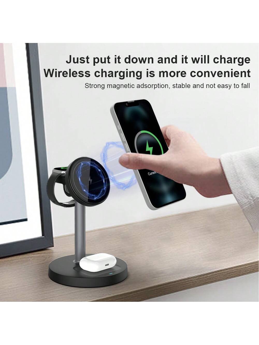 3 In 1 Wireless Charging Station, Fast Charging For IPhone 16 15 14 13 12 Pro Pro Max For I-Watch 3-10 SE Ultra, For AirPods 4 3 2 Pro Wireless Charger Wireless Charger Stand With Phone And Watch Comp