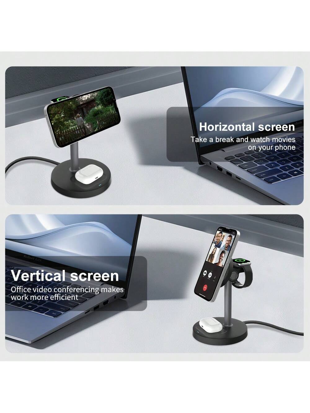3 In 1 Wireless Charging Station, Fast Charging For IPhone 16 15 14 13 12 Pro Pro Max For I-Watch 3-10 SE Ultra, For AirPods 4 3 2 Pro Wireless Charger Wireless Charger Stand With Phone And Watch Comp