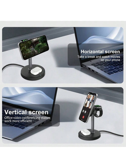 3 In 1 Wireless Charging Station, Fast Charging For IPhone 16 15 14 13 12 Pro Pro Max For I-Watch 3-10 SE Ultra, For AirPods 4 3 2 Pro Wireless Charger Wireless Charger Stand With Phone And Watch Comp