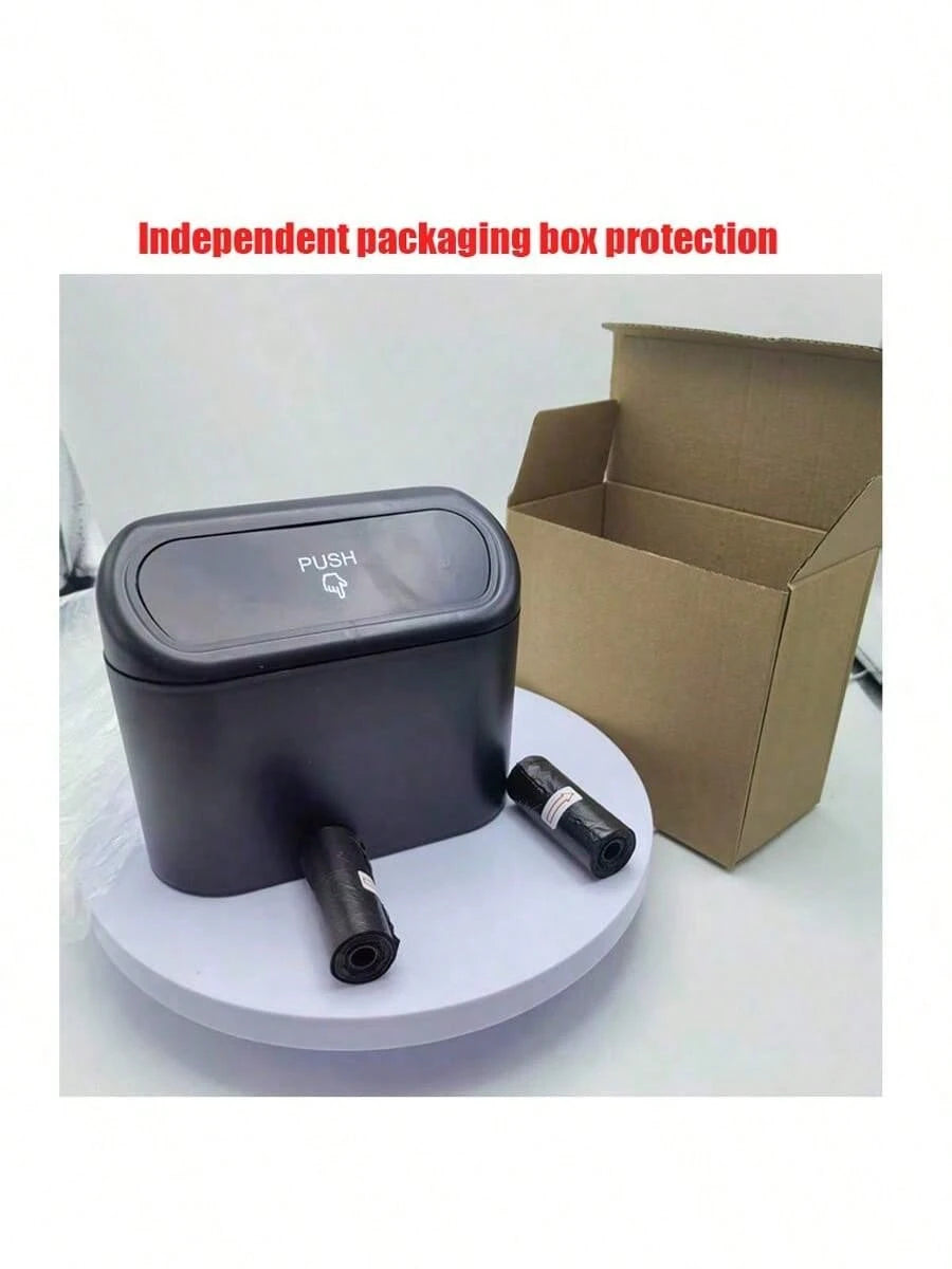 3 Pieces/Set-1 Garbage Bin+2 Roll Garbage Bags, Car Side Door Hanging Storage Box, Leak Proof Car Garbage Bin, Multifunctional Storage Box, Suitable For Cars, Homes, Offices (Black) Car Trash Can